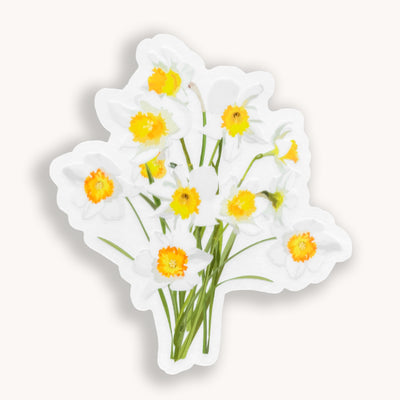 Daffodils bouquet clear vinyl stickers waterproof by Simpliday Paper, Olga Nagorna.