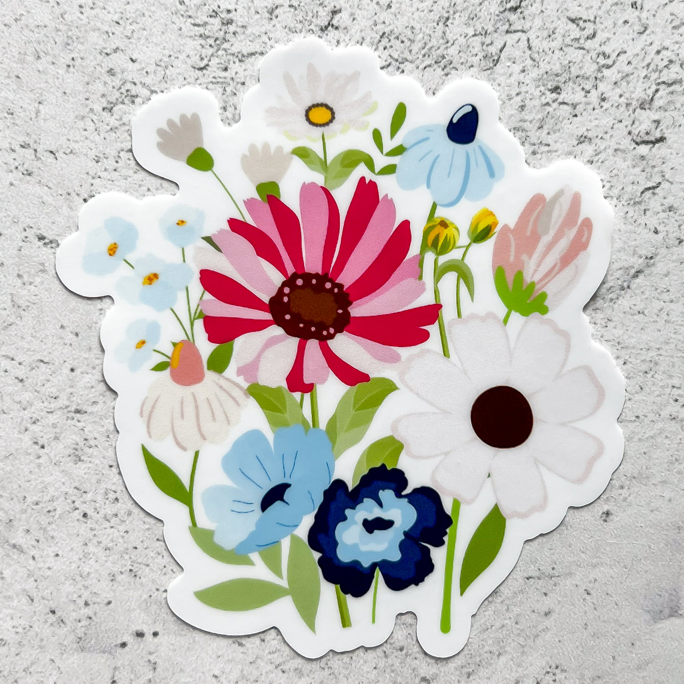 Spring blooms bouquet classic vinyl sticker by Simpliday Paper Olga Nagorna.