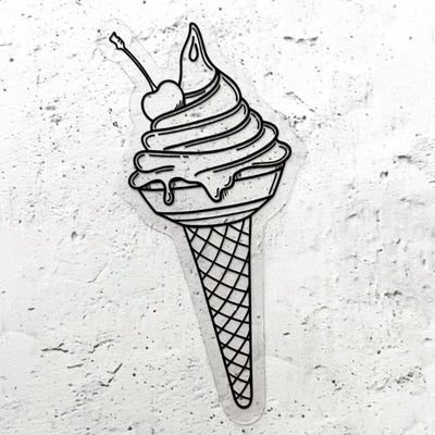 Line drawn ice cream cone clear vinyl sticker comes with a solid white backing by Simpliday Paper, Olga Nagorna.