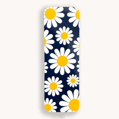Daisies on a navy background bookmark with rounded corners by Simpliday Paper, Olga Nagorna.