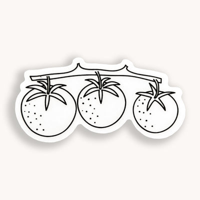 Line drawn tomatoes clear vinyl sticker comes with a solid white backing by Simpliday Paper, Olga Nagorna.