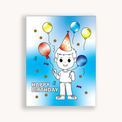 Happy Birthday Boy coloring pages by Olga Nagorna.