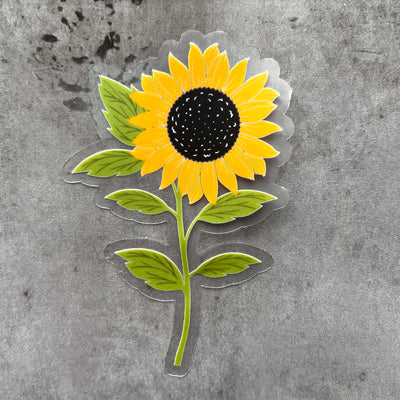 Sunflower clear vinyl stickers waterproof by Simpliday Paper, Olga Nagorna.