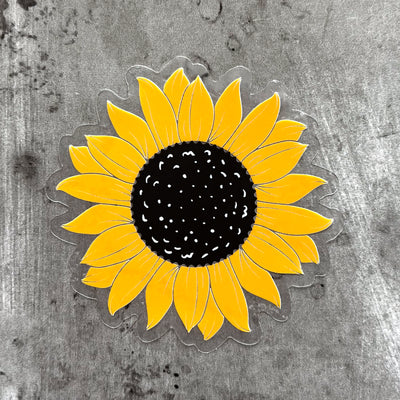 Sunflower clear vinyl stickers waterproof by Simpliday Paper, Olga Nagorna.