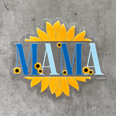 Sunflower mama clear vinyl stickers waterproof by Simpliday Paper, Olga Nagorna.