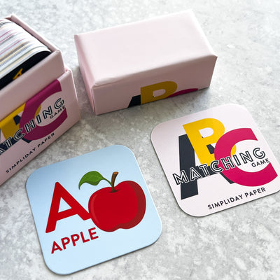 ABC matching game is a fun introduction to English Alphabet for kids 3 years old and up. It can be used as a memory game or alphabet flashcards for toddlers, but it's entertaining for the whole family as well. Game by Simpliday Paper by Olga Nagorna
