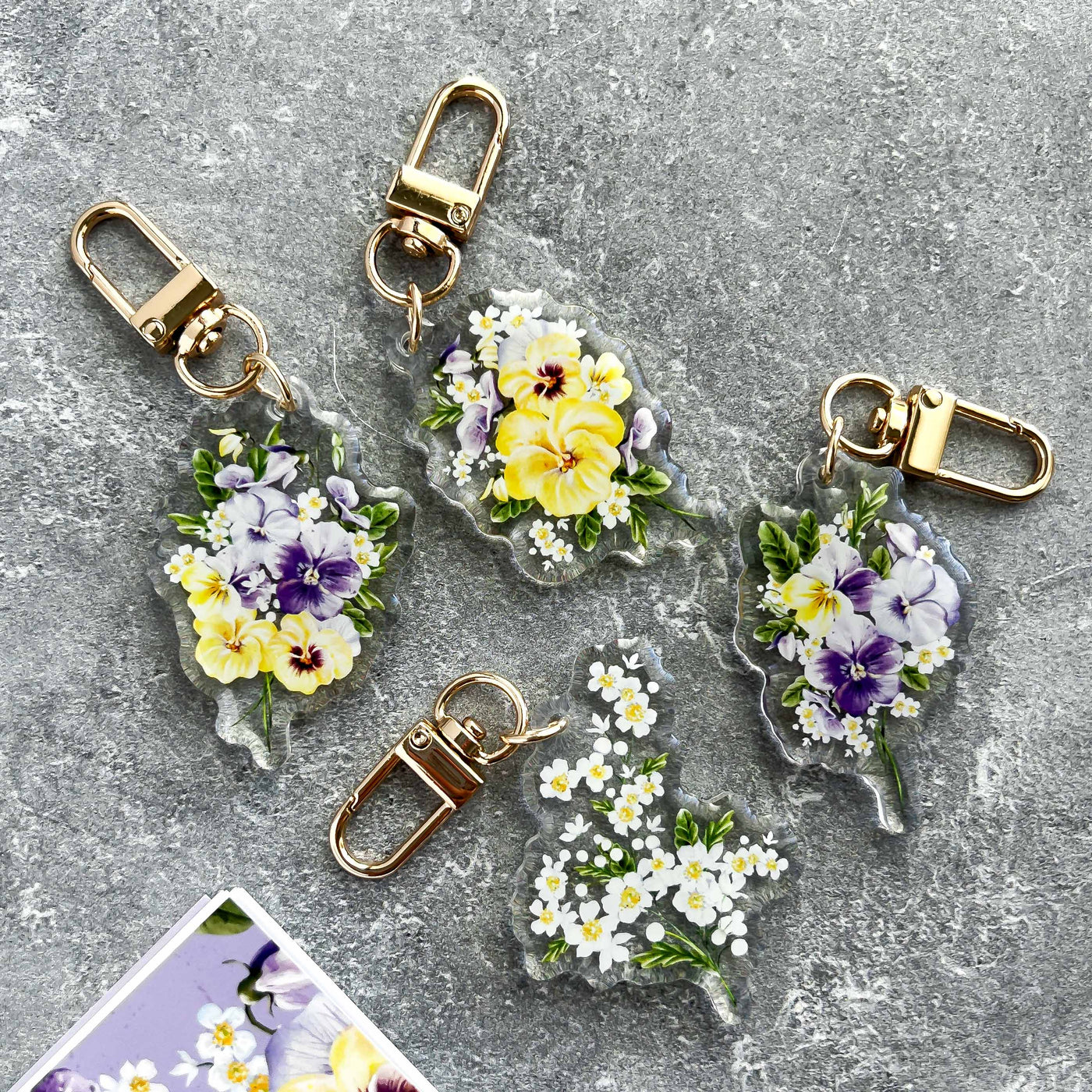 Purple Pansy Keychain