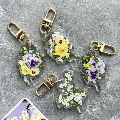 Purple Pansy Keychain