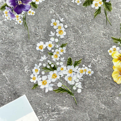White Tiny Flowers Clear Sticker