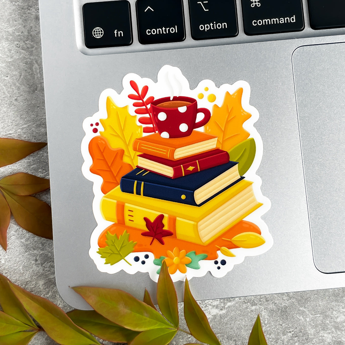 Autumn Books and Coffee Sticker