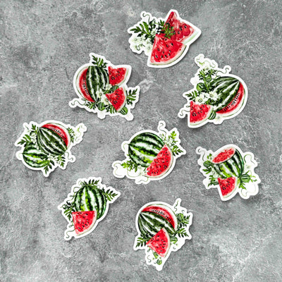 Green Flowers Watermelon Stickers (8 designs)
