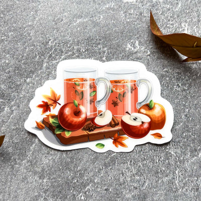 Apple cider vinyl sticker comes with a solid white backing, but is clear once the backing is removed. Can be used on mobile phones, water bottles, cups, binders, notebooks and more.