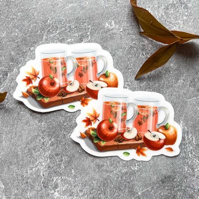 Apple cider vinyl sticker comes with a solid white backing, but is clear once the backing is removed. Can be used on mobile phones, water bottles, cups, binders, notebooks and more.
