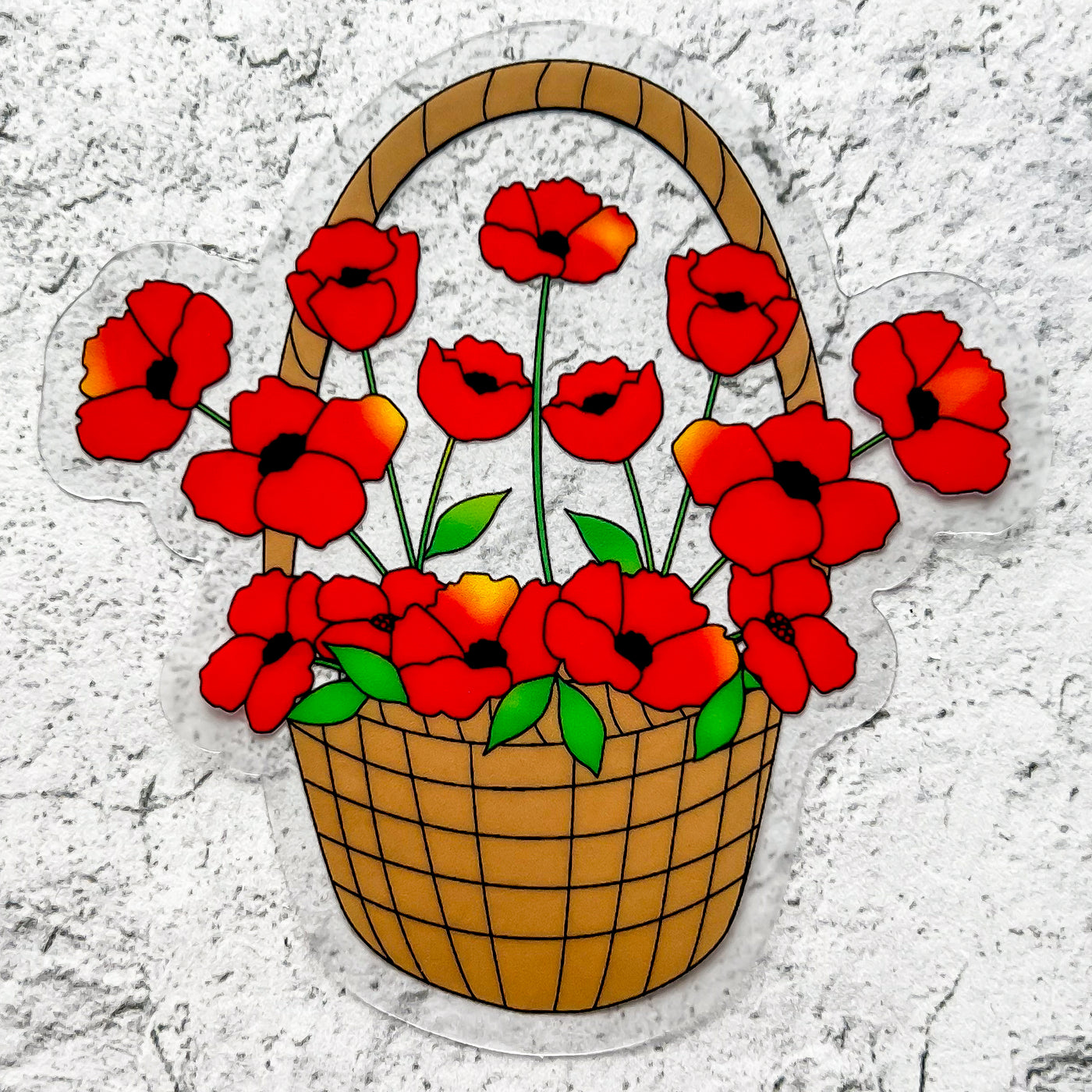 Red poppies clear vinyl sticker by Simpliday Paper.