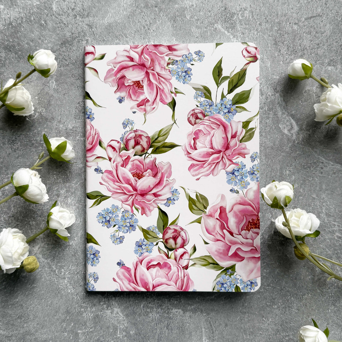 Pink Peony Sewn Mini Notebook