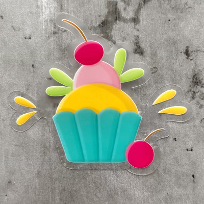 Ice cream sticker, offered in classic white with white background and white border or clear sticker with a solid white backing, but is clear once the backing is removed. Food stickers by Simpliday Paper by Olga Nagorna.