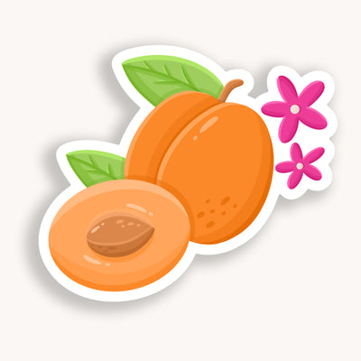 Apricots vinyl die-cut sticker, offered in classic white with white background and white border once the backing is removed. Can be used on recipe binders, mobile phones, water bottles, cups, binders, notebooks and more.