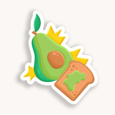 Avocado toast vinyl die-cut sticker, offered in classic white with white background and white border once the backing is removed. Can be used on recipe binders, mobile phones, water bottles, cups, binders, notebooks and more.