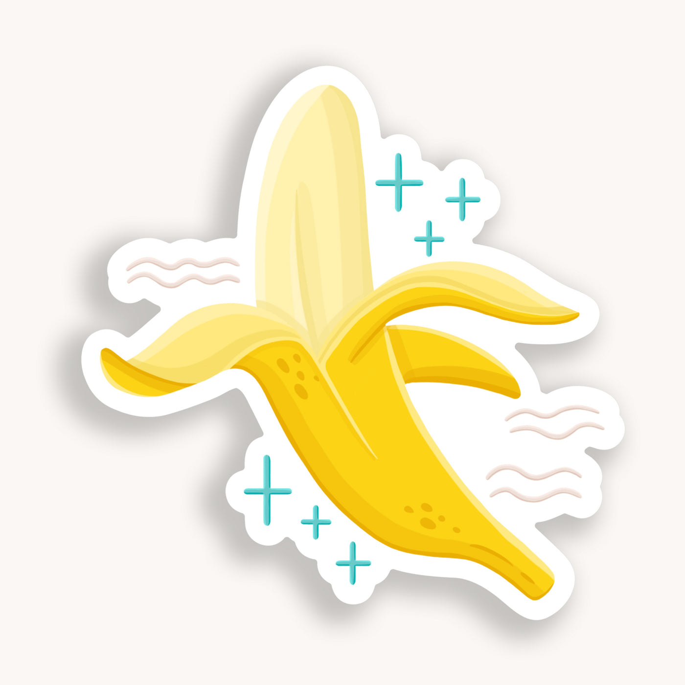 Banana vinyl die-cut sticker, offered in classic white with white background and white border once the backing is removed. Can be used on recipe binders, mobile phones, water bottles, cups, binders, notebooks and more.
