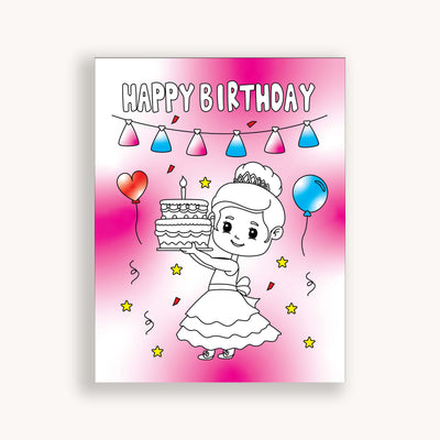 Happy Birthday girl coloring pages 8.5x11 by Olga Nagorna Paper.
