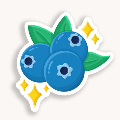 Blueberries vinyl sticker, offered in classic white with white background and white border once the backing is removed. Can be used on recipe binders, mobile phones, water bottles, cups, binders, notebooks and more.