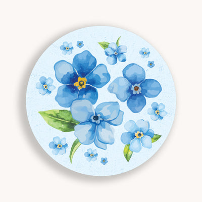 Forget-me-not florals vinyl sticker by Simpliday Paper by Olga Nagorna comes with a solid white backing. Can be used on mobile phones, water bottles, cups, binders, notebooks and more.