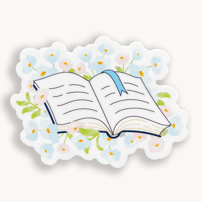 Floral book classic white vinyl sticker by Simpliday Paper.