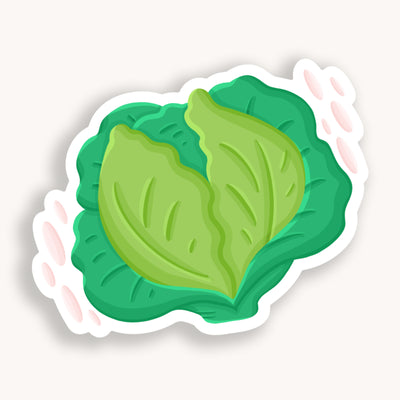 Cabbage vinyl die-cut sticker, offered in classic white with white background and white border once the backing is removed. Can be used on recipe binders, mobile phones, water bottles, cups, binders, notebooks and more.