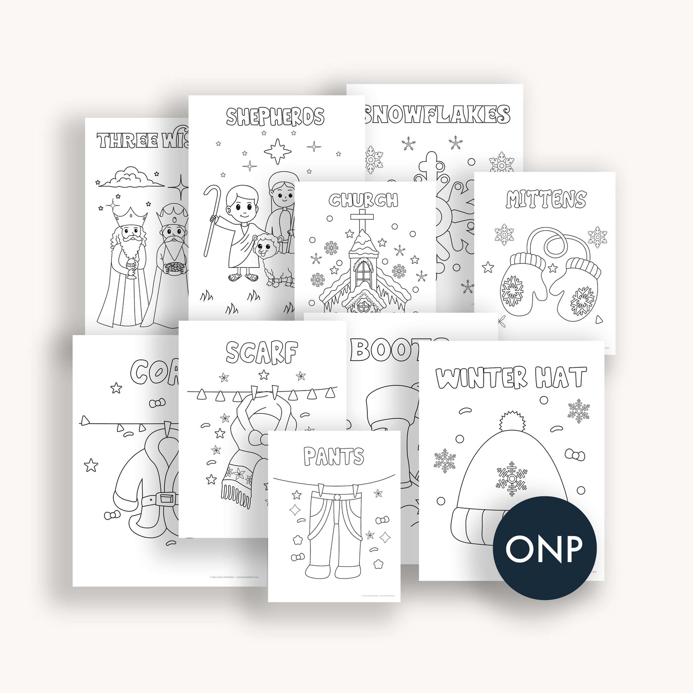 Simpliday Paper by Olga Nagorna Paper Christmas and Holiday Coloring Pages. Christmas trees, snow, mittens and hot chocolate coloring.