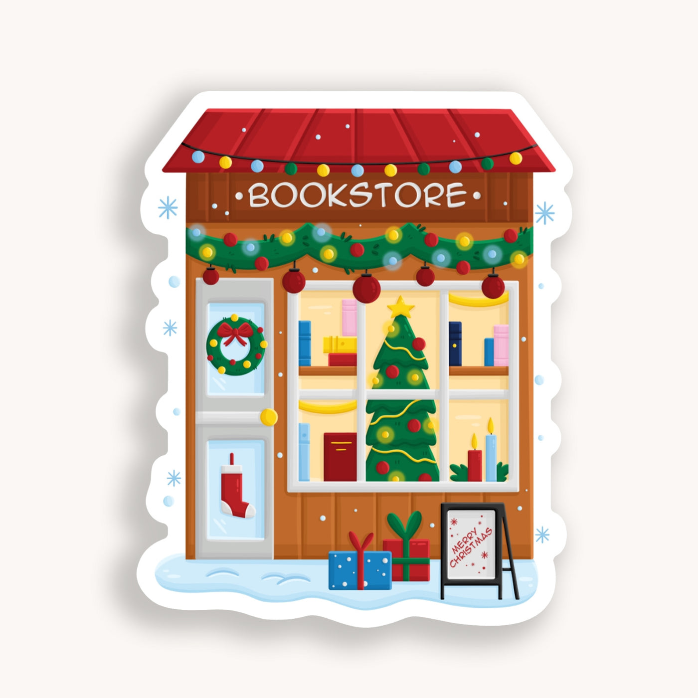 Christmas Bookstore Sticker