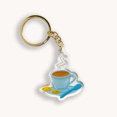 Coffee and cookies acrylic keychain. Double-sided, backside is the same design, but reversed.