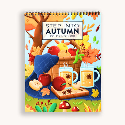 Color your way through autumn, a coloring book filled with pumpkin spice moments and cozy scenes. The perfect quality time activity for you and your kids. This book features 20 unique, line art drawings, spiral-bound for easy coloring of each page, and is single-sided to prevent bleeding onto the next page when coloring with markers.