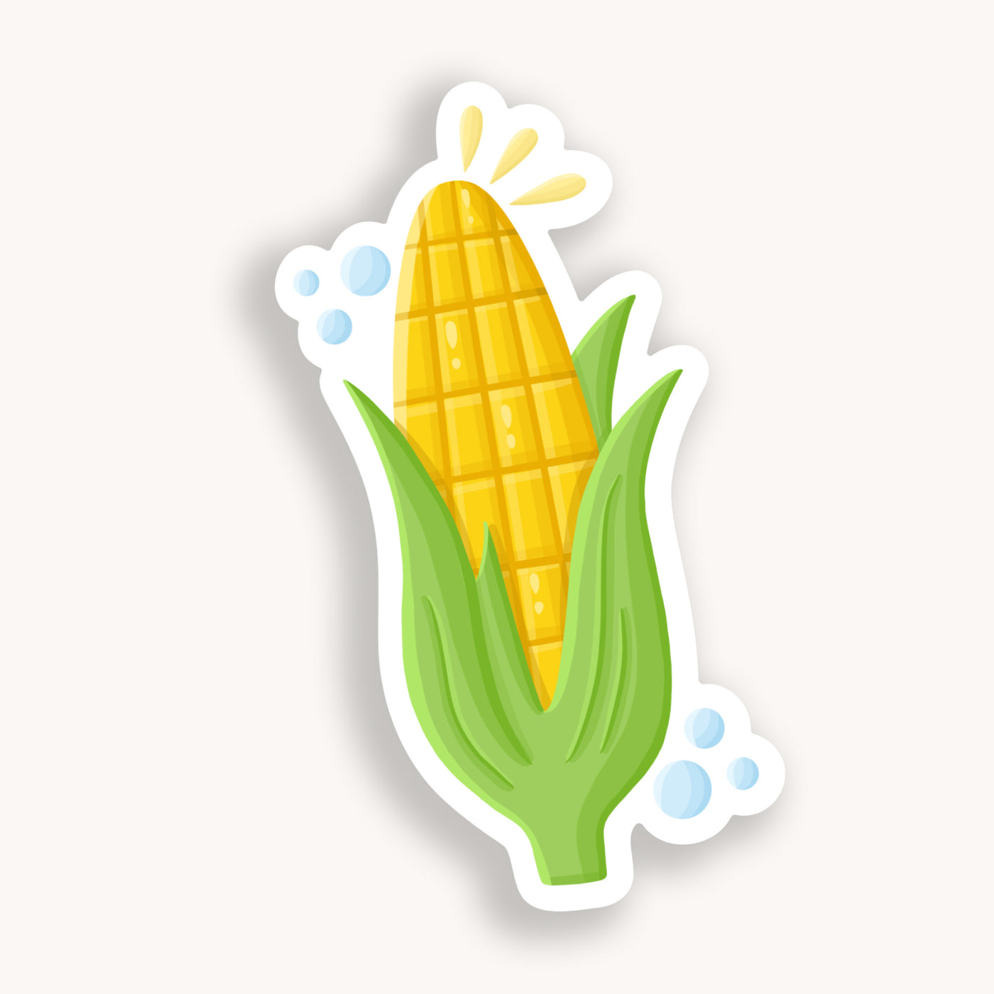 Corn vinyl sticker, offered in classic white with white background and white border once the backing is removed. Can be used on recipe binders, mobile phones, water bottles, cups, binders, notebooks and more.