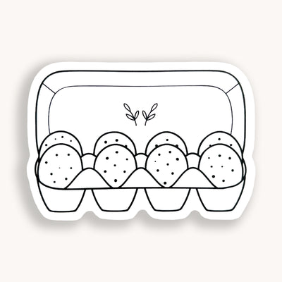 Line drawn eggs clear vinyl sticker comes with a solid white backing by Simpliday Paper, Olga Nagorna.
