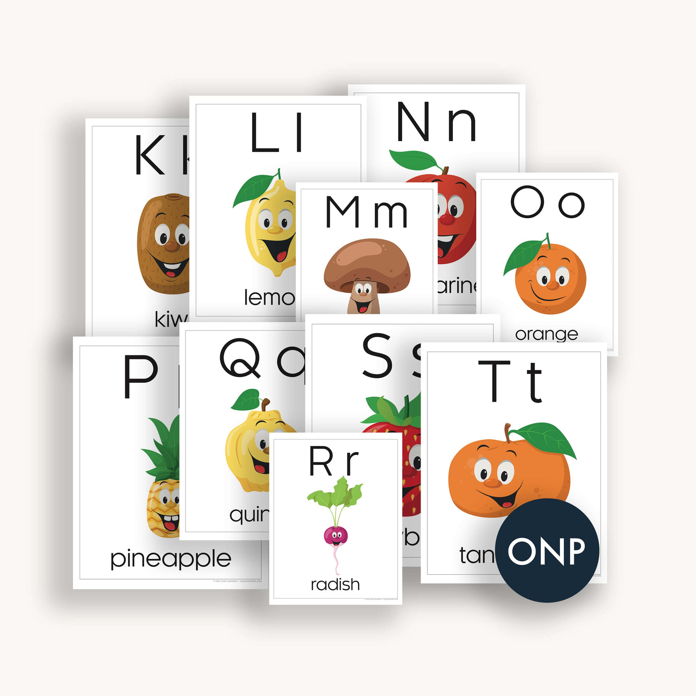 Simpliday Paper by Olga Nagorna Fruits and Vegetables ABC Cards Printable, Homeschool Printables Preschool Nursery Wall Art Alphabet, Letter ABCs Flashcards, Flash card.