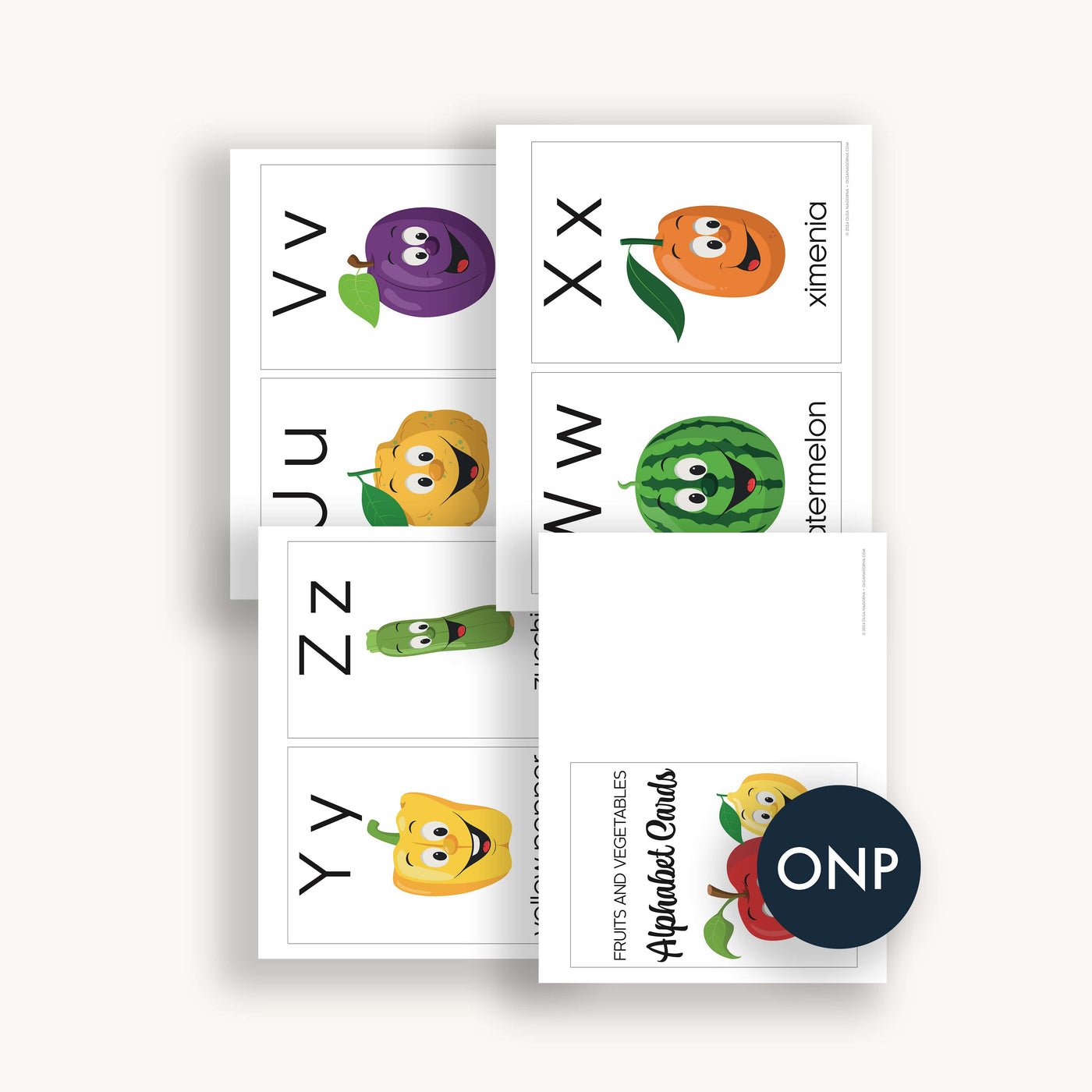 Simpliday Paper by Olga Nagorna Fruits and Vegetables ABC Cards Printable, Homeschool Printables Preschool Nursery Wall Art Alphabet, Letter ABCs Flashcards, Flash card.