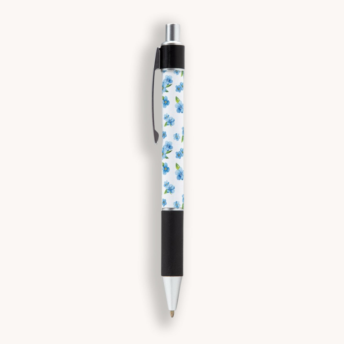Our beautiful Forget-Me-Not Pen is the perfect companion for your Simpliday Paper notebooks and notepads and a staple for your desk or purse. This premium ballpoint pen features Simpliday Paper artwork that wraps entirely around the pen.