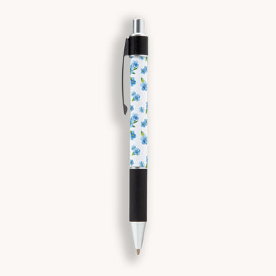 Our beautiful Forget-Me-Not Pen is the perfect companion for your Simpliday Paper notebooks and notepads and a staple for your desk or purse. This premium ballpoint pen features Simpliday Paper artwork that wraps entirely around the pen.