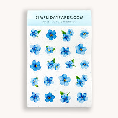 Forget-Me-Not sticker sheet by Simpliday Paper by Olga Nagorna is great for any planner type, bullet journals, scrapbooking and so much more! Kids would love these decorative stickers for their little projects as well.