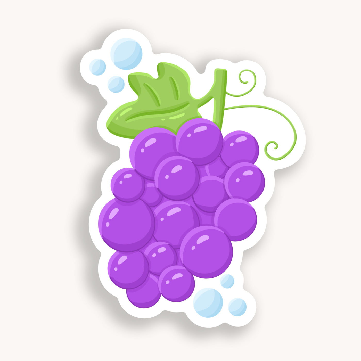 Grapes vinyl sticker, offered in classic white with white background and white border once the backing is removed. Can be used on recipe binders, mobile phones, water bottles, cups, binders, notebooks and more.