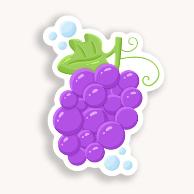 Grapes vinyl sticker, offered in classic white with white background and white border once the backing is removed. Can be used on recipe binders, mobile phones, water bottles, cups, binders, notebooks and more.