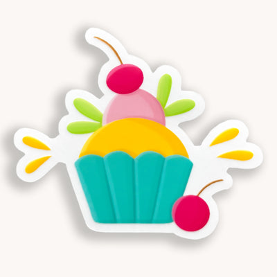 Ice cream sticker, offered in classic white with white background and white border or clear sticker with a solid white backing, but is clear once the backing is removed. Food stickers by Simpliday Paper by Olga Nagorna.