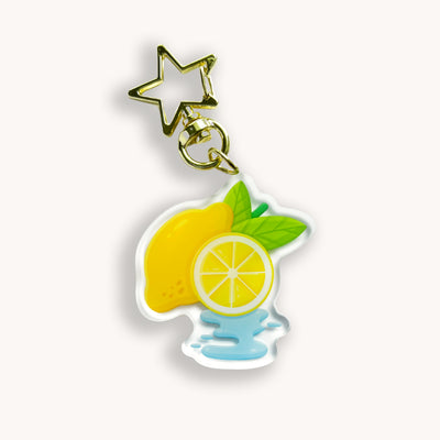 Lemon acrylic keychain. Double-sided, backside is the same design, but reversed.