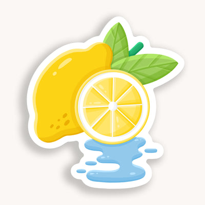 Lemon vinyl die-cut sticker, offered in classic white with white background and white border once the backing is removed. Can be used on recipe binders, mobile phones, water bottles, cups, binders, notebooks and more.