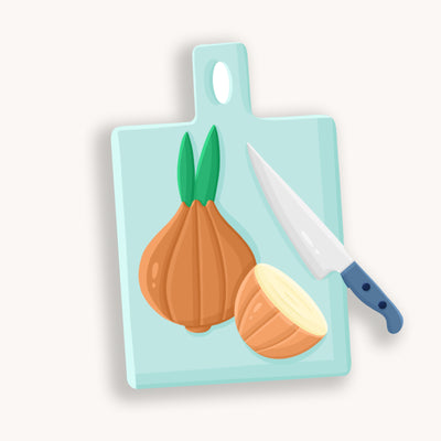 Onion vinyl sticker, offered in classic white without white border once the backing is removed.