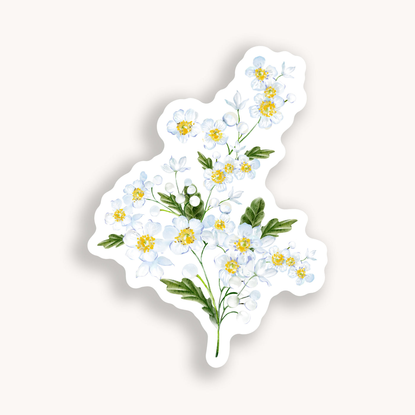 White Tiny Flowers Clear Sticker