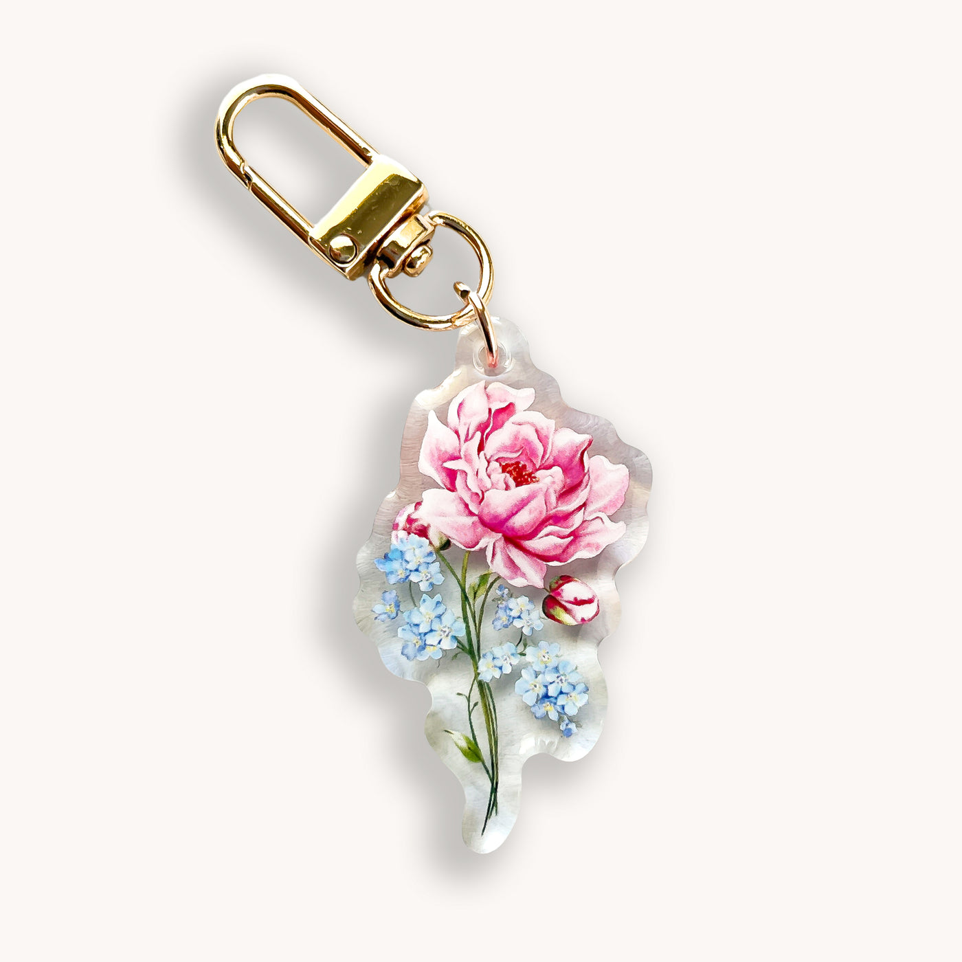 Peony Forget-Me-Not Keychain
