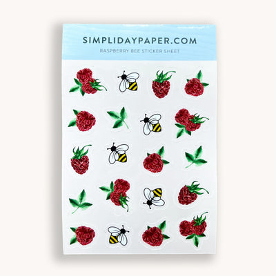 Raspberry Bee sticker sheet by Simpliday Paper by Olga Nagorna is great for any planner type, bullet journals, scrapbooking and so much more! Kids would love these decorative stickers for their little projects as well.