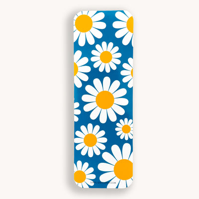 Daisies on a blue background bookmark with rounded corners by Simpliday Paper, Olga Nagorna.