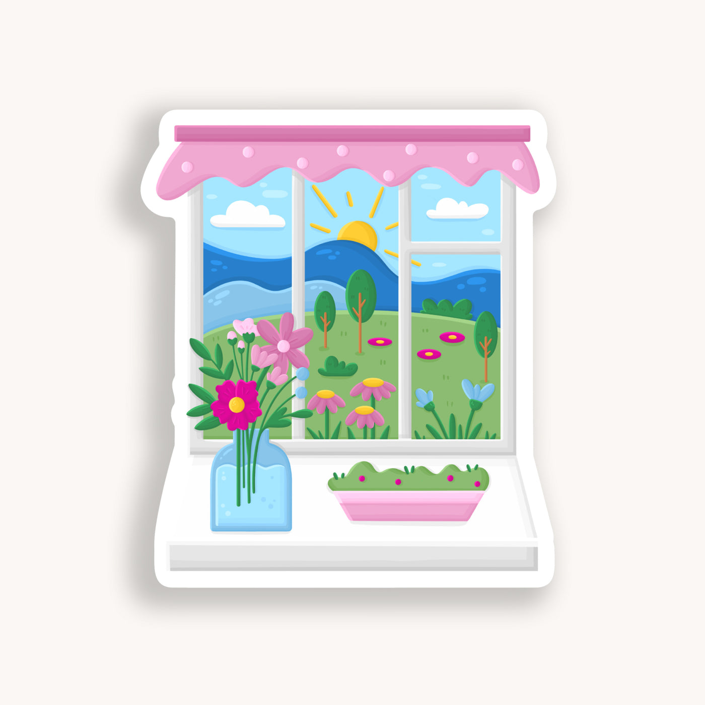 Spring Window View Clear Sticker